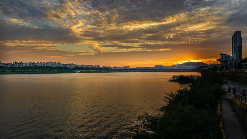 Seoul skyline at sunset