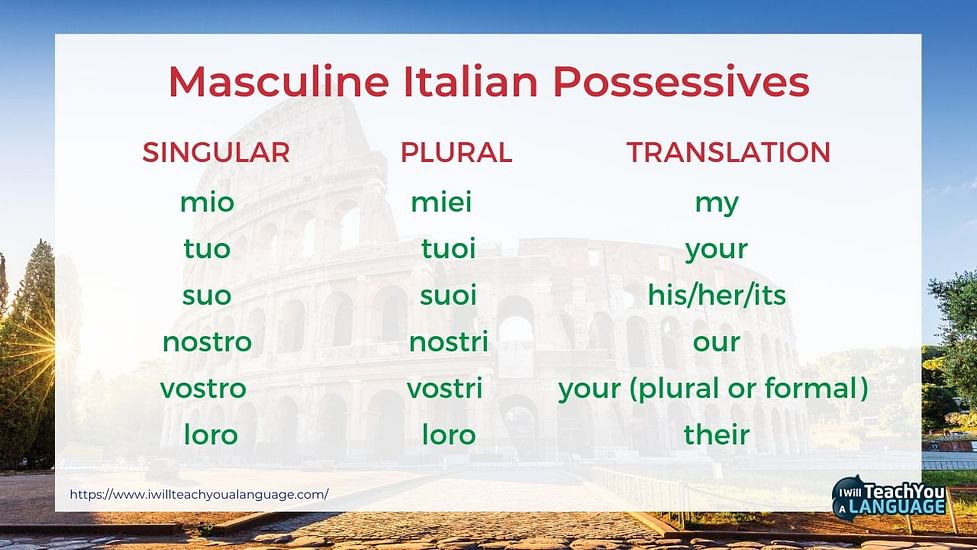 picture Possessive Adjectives Italian possessive adjectives italian i will